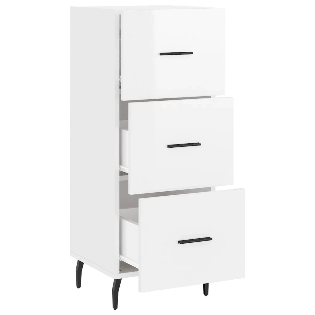 Credenza Bianco Lucido 34,5x34x90 cm in Legno Multistrato 828622