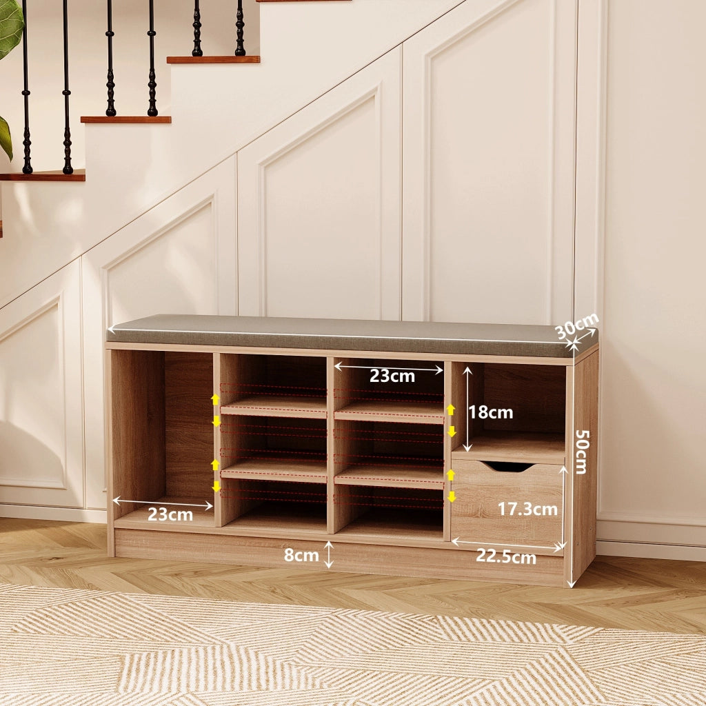 Scapino con panca in stile loft, rovere Sonoma, per ingresso, con cassetto 100 cm
