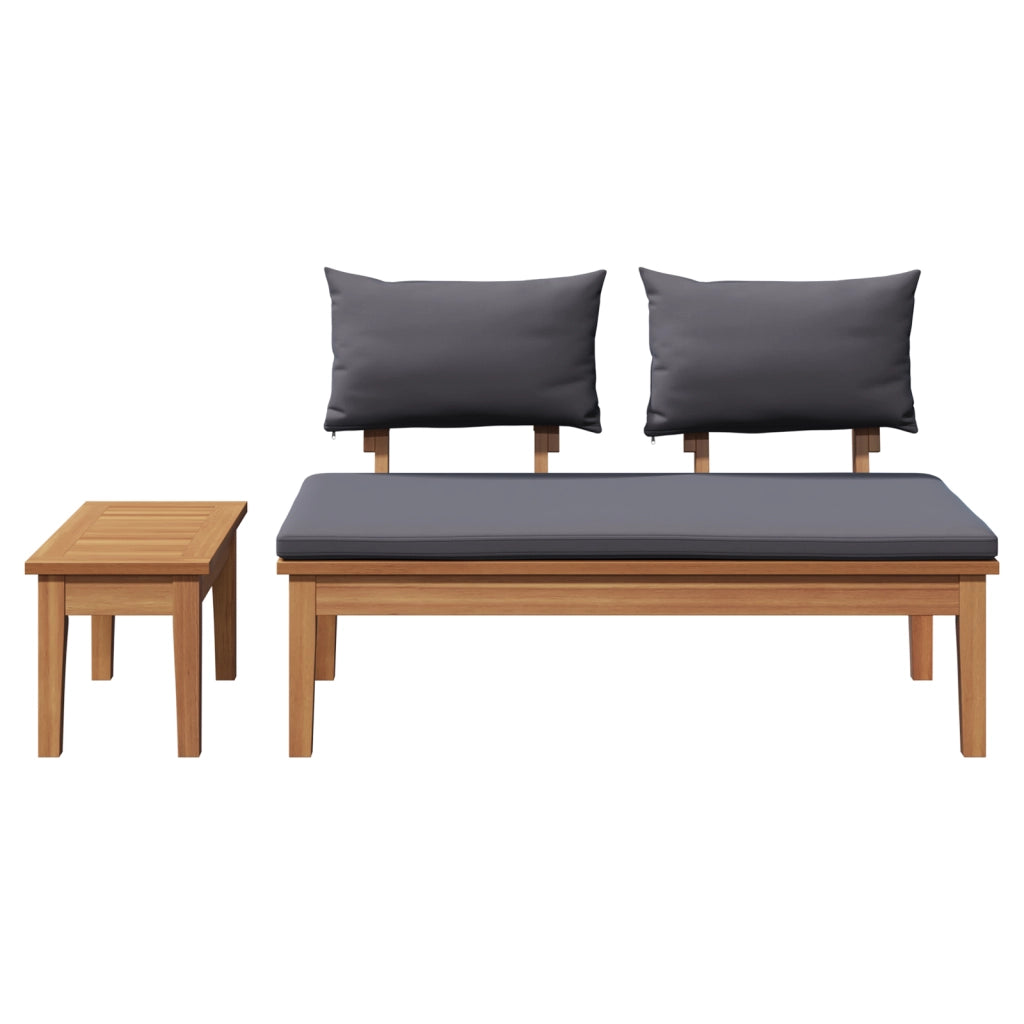 Set Panchina da Giardino a 2 Pezzi in Legno Massello di Teak