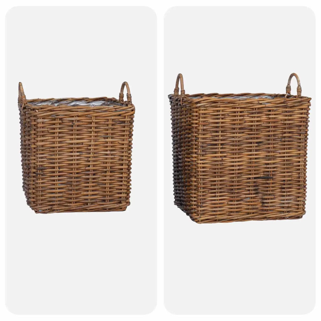 Cestino per Piante con archiviazione 2 pcs Marrone Rattan Lacak 42020970