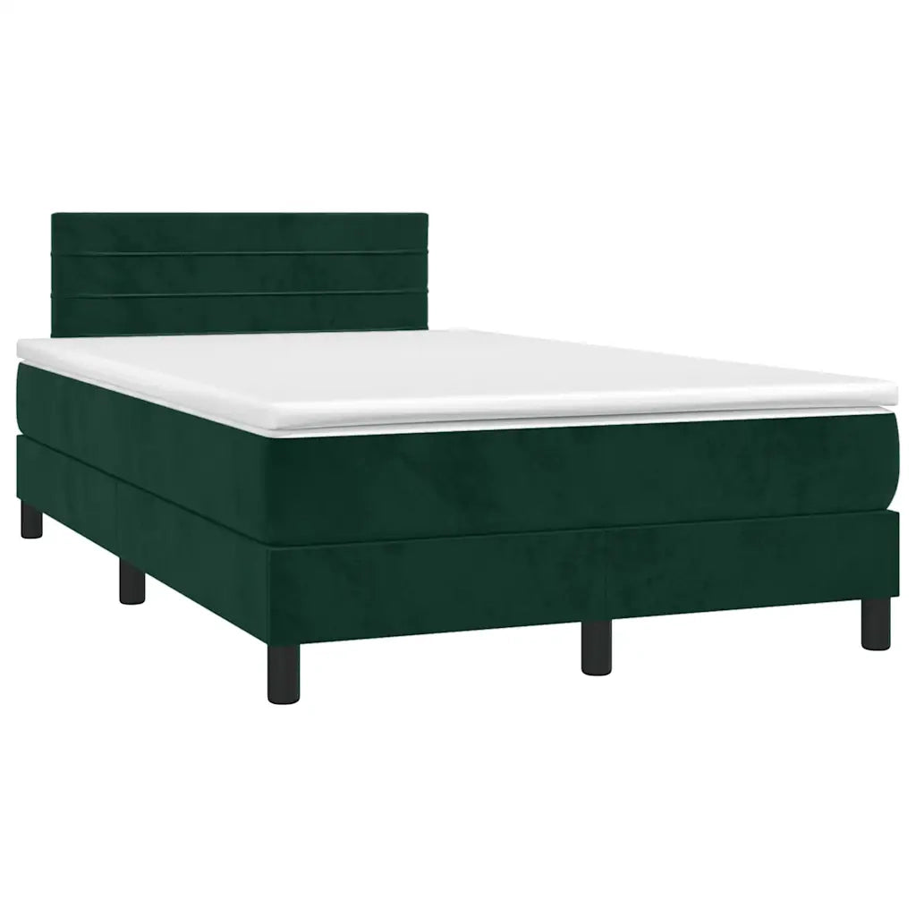 Letto a Molle con Materasso e LED Verde Scuro 120x200cm Vellutocod mxl 98919