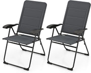 Set di 2 sedie da giardino pieghevoli con schienale regolabile, sedia da esterno, carico di 150 kg, per terrazza, balcone, spiaggia, feste, 52,5 x 71 x 101 cm (grigio)