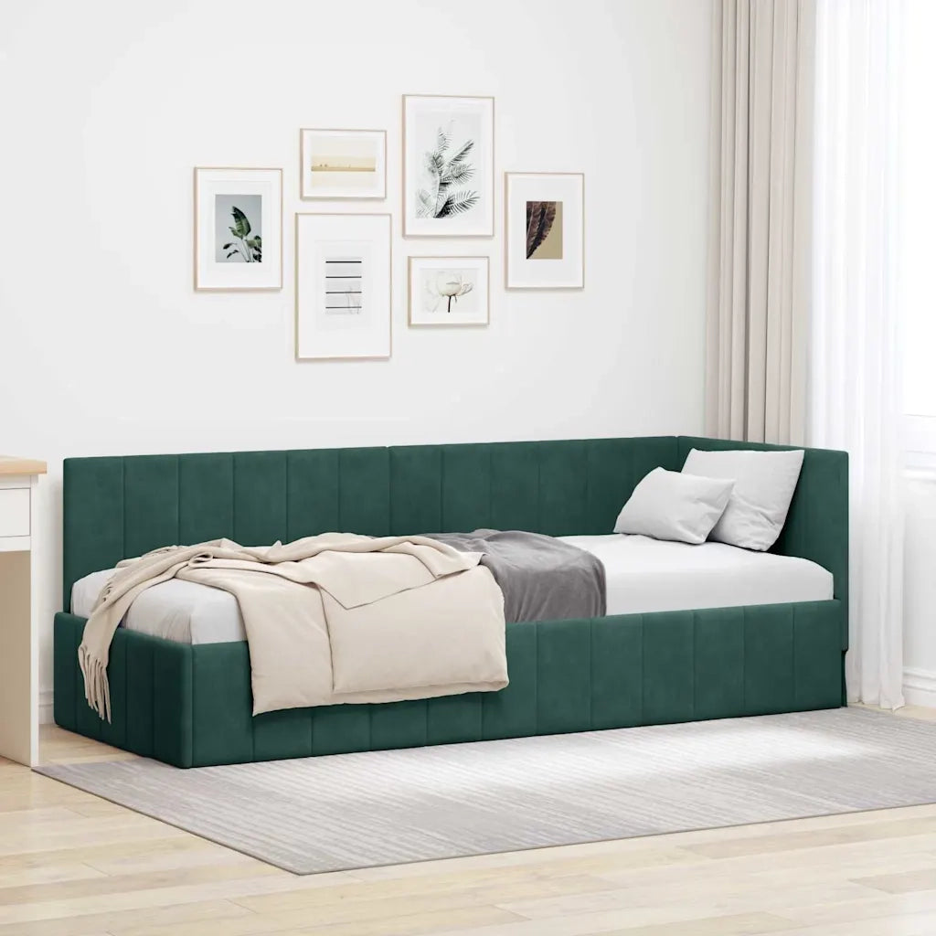vidaXL Cornice del letto ad angolo Verde scuro 80 x 200 cm Velluto