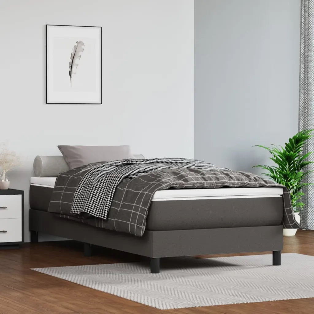 Giroletto a Molle con Materasso-Struttura Letto Grgio 80x200 cm in Similpelle 165502