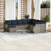 Set Divani da Giardino 10 pz con Cuscini Grigio in Polyrattan 3221860