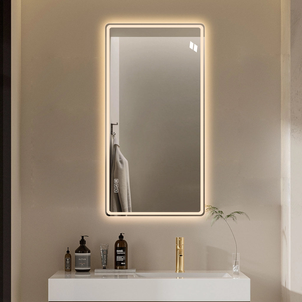SPECCHIO DA BAGNO LED 60x120 cm Senza Cornice Argento Vetro e Metallo