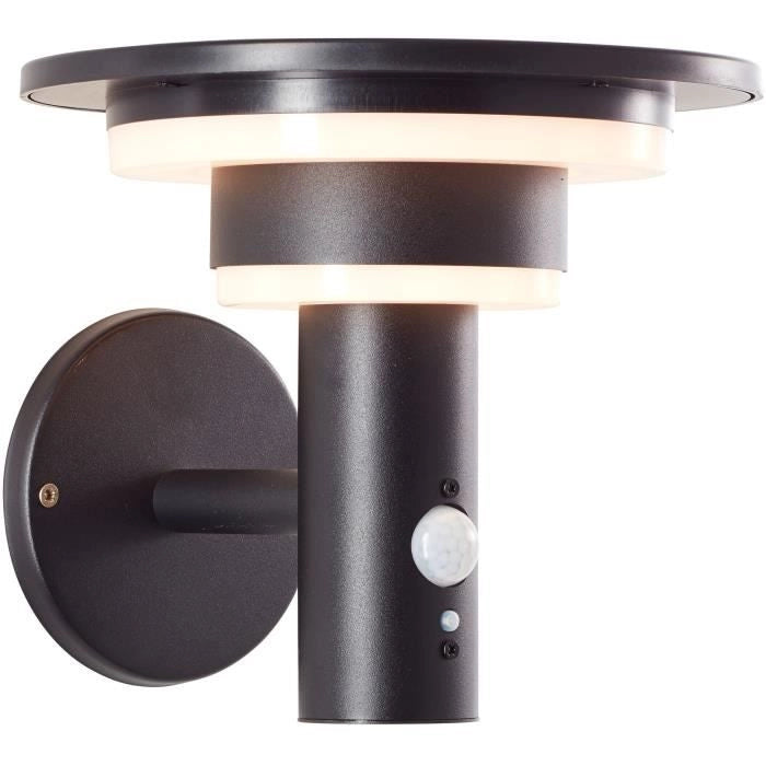 Applique da esterno - BRILLIANT - GARVINA - LED e solare - Rilevatore di movimento - Acciaio inossidabile e plastica - 4 W - Nero