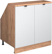 Mobile sottotetto Rion, Ondulazione bianca, 80 x 81.6 cm con 2 porte, carcassa 60 cm profondità, adatto per il salvaspazio sotto tetti spioventi