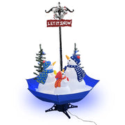 Albero di Natale con Nevicata e Base ad Ombrello-Decorazioni natalizie Blu 170 cm PVC