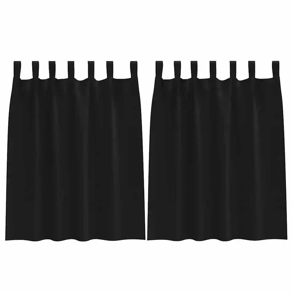 Tende Blackout con Anelli 2 pcs Nero 140 x 140 cm Poliestere 4107538