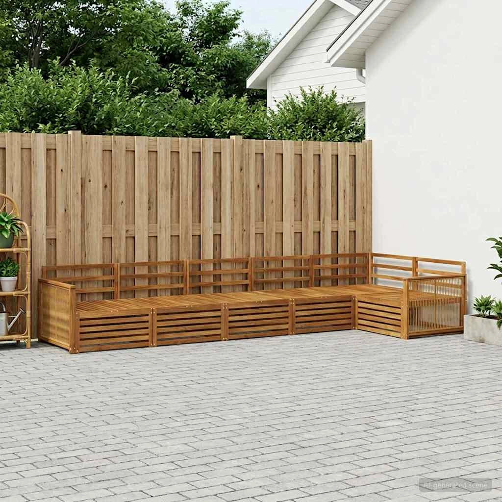 Set di divani da esterno 6 pz Naturale Legno di Acacia Massello 3383417