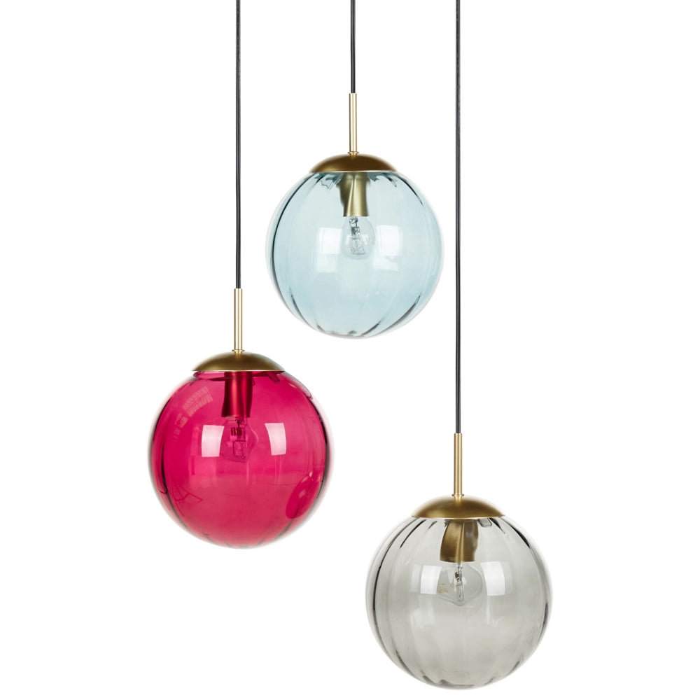 Lampadario in metallo ferro multicolore e paralume in vetro stile moderno glamour soggiorno