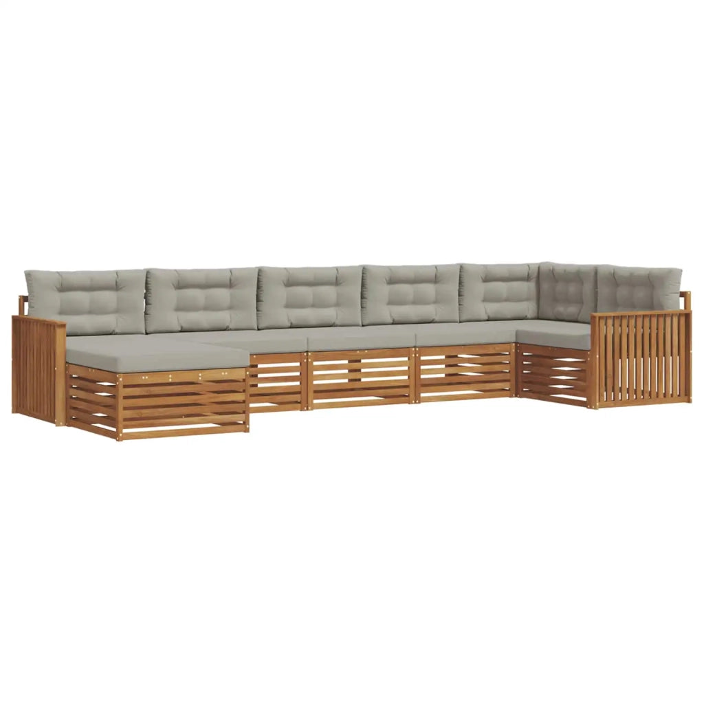 Set di divani da esterno 7 pcs Grigio Naturale e Chiaro