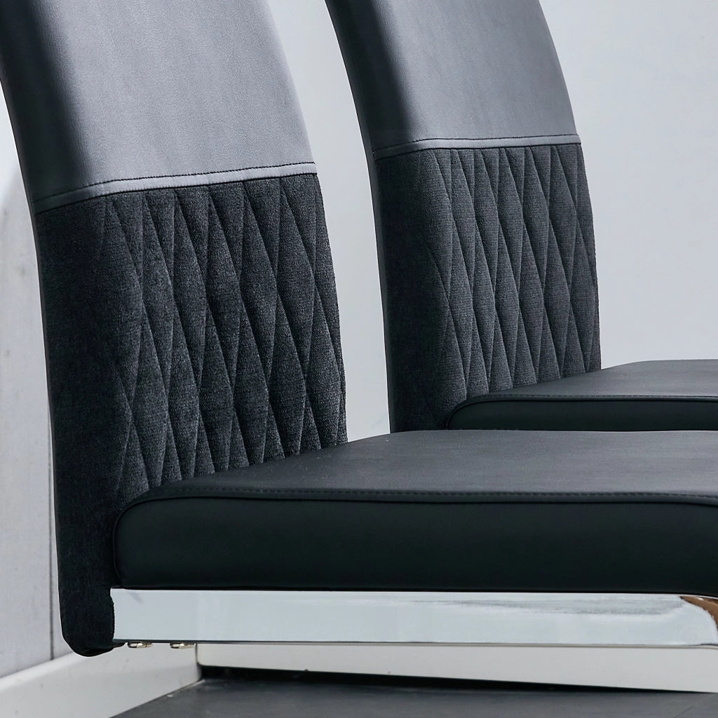 Sedia da pranzo moderna ergonomica, nera, struttura in metallo