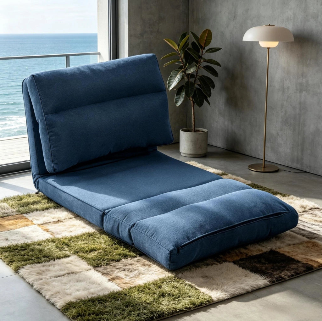 Poltrona da pavimento reclinabile blu 5 posizioni 70x72x56 cm