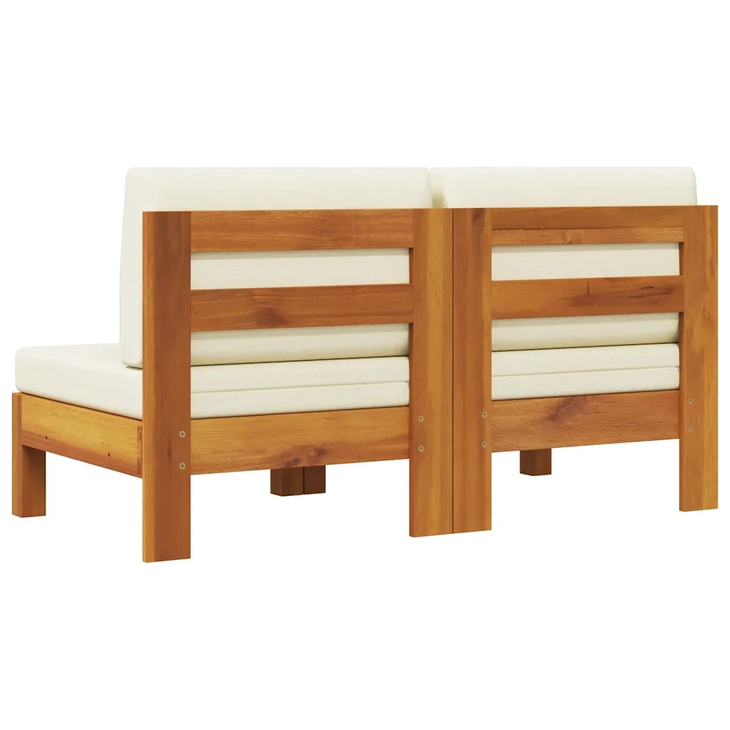 Divani Centrali 2 pz con Cuscini Bianco Crema Massello Acacia  cod mxl 63828