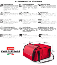 Borsa Termica Porta Pizze da Asporto 6 Cartoni Safemi Express Strap 6 Rossa