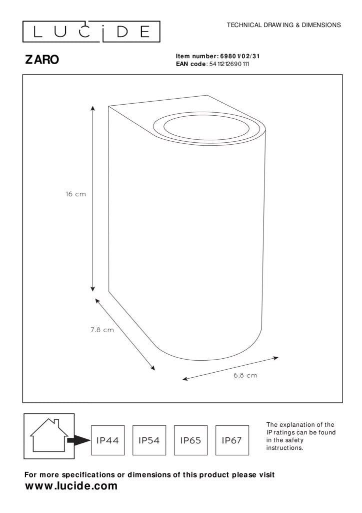 Applique esterno bianco 2xGU10 35W IP44 Zaro Lucide