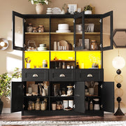 ARMADIO Cucina 140x40x175 cm MDF Nero con LED e ripiani regolabili