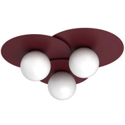 Lampada soffitto Luminex Flat 3xE27 bordeaux metallo