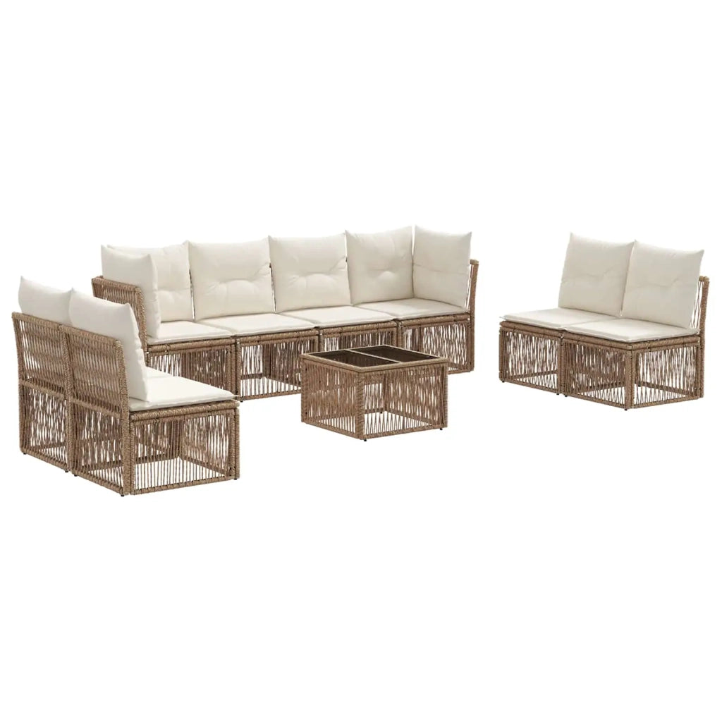 Set Divano da Giardino 9 pcs Beige polyrattan