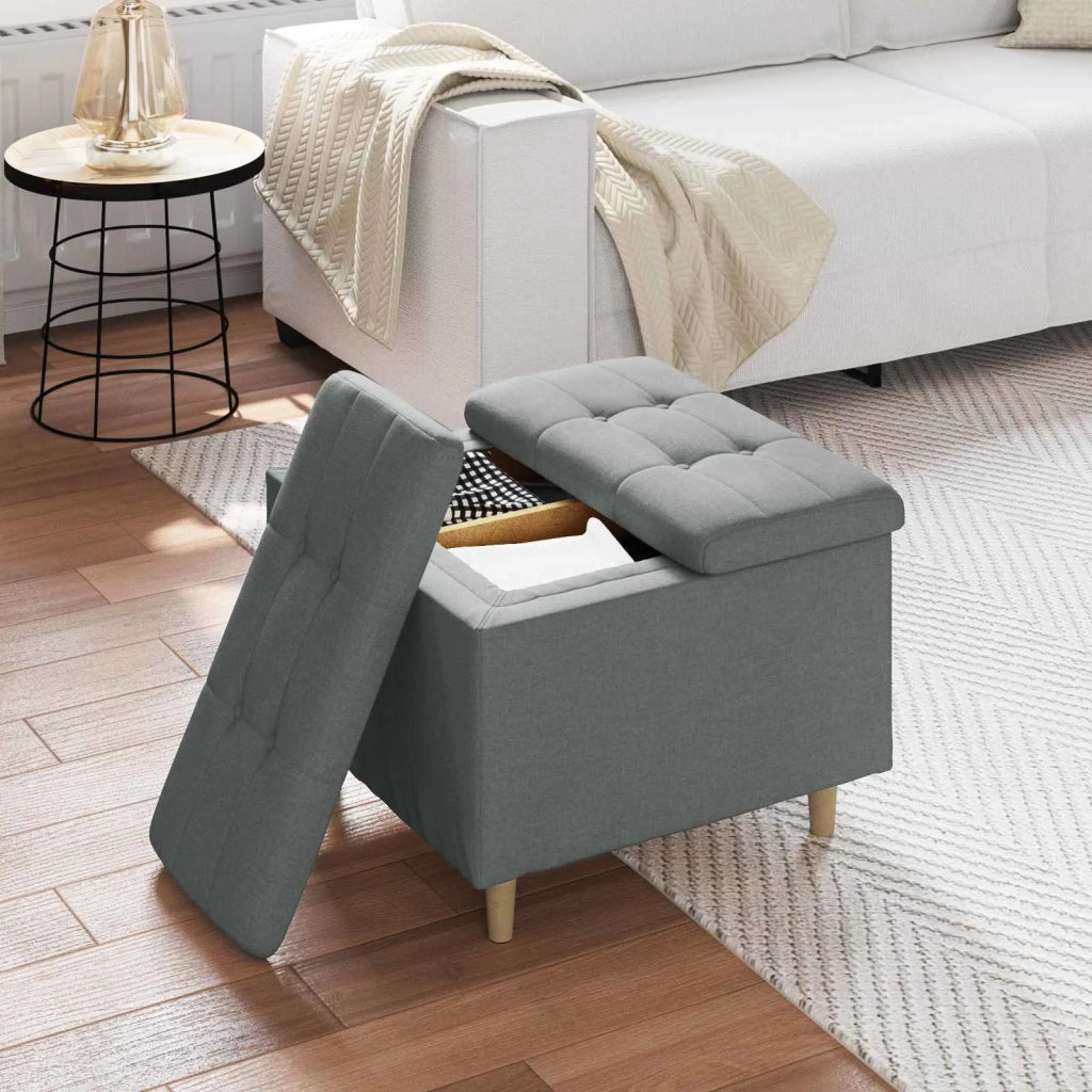 Pouf contenitore Grigio scuro 60 x 60 x 45 cm Tessuto 876819