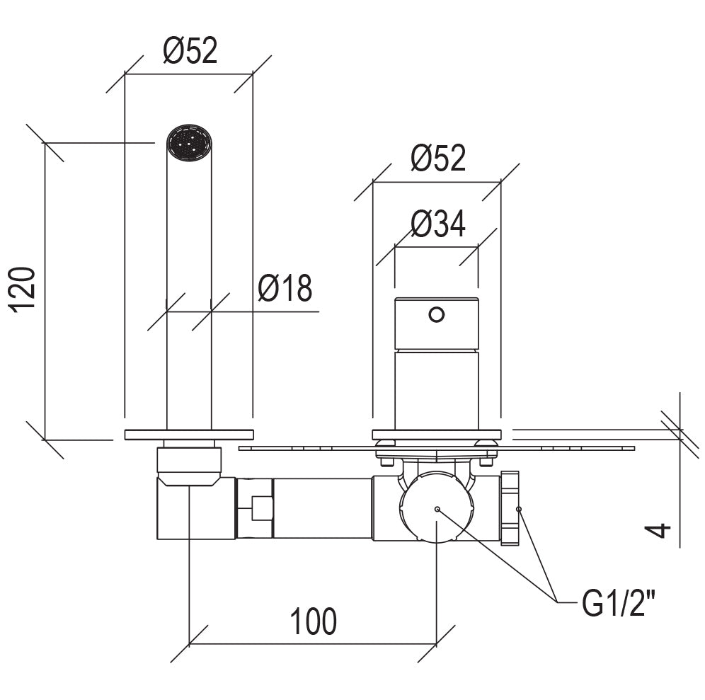 Rubinetto Miscelatore Monocomando a Parete Lavabo Satinato Tevere