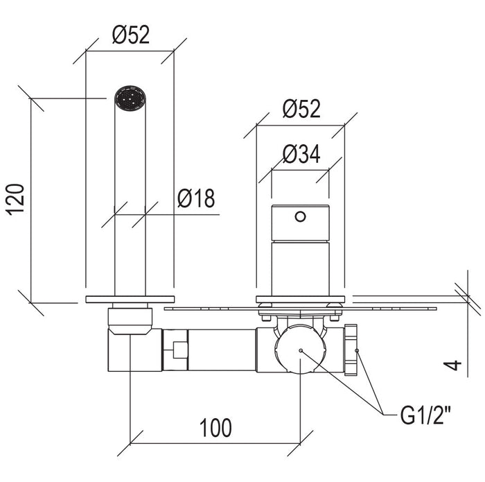 Rubinetto Miscelatore Monocomando a Parete Lavabo Satinato Tevere