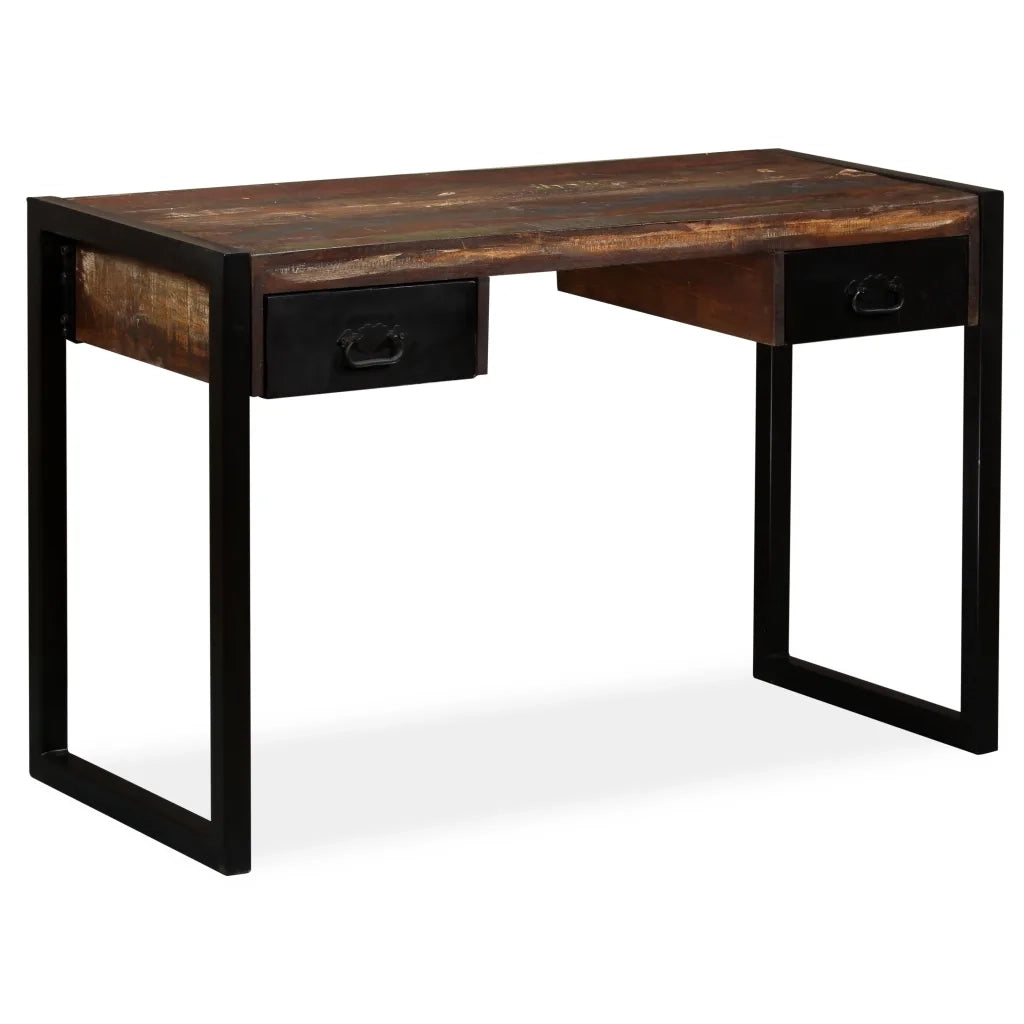 Scrivania a 2 Cassetti Legno Massello di Recupero 120x50x76 cm 244905