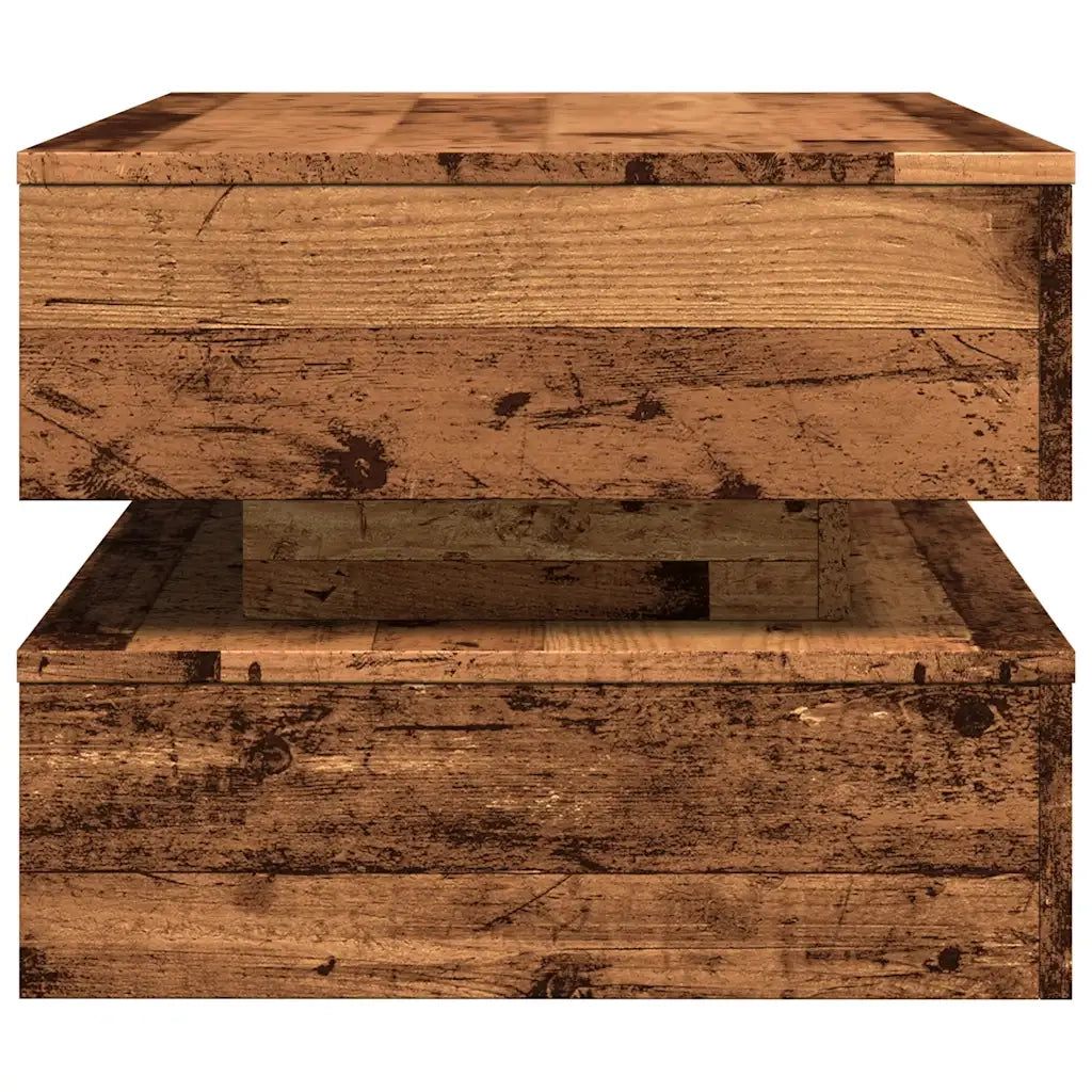 Tavolino da Salotto con Luci LED Legno Antico 90x50x40 cm 857718