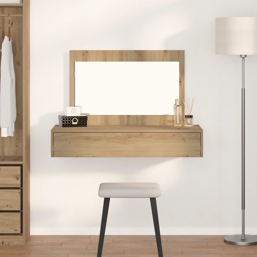 Tavolo da Toeletta Appeso al Muro Rovere Artigianale 100x40x70 cm