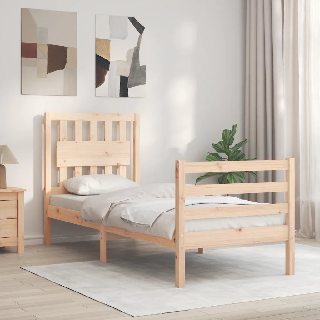 Giroletto con Testiera Small Single-Struttura Letto in Legno Massello 968972