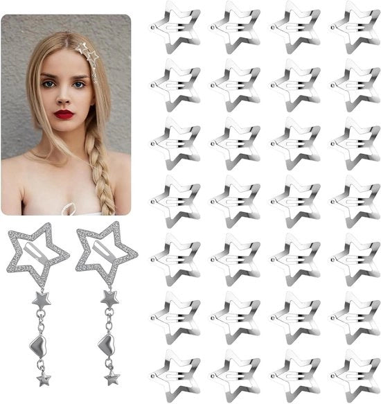 Set di 30 spille per capelli in diverse misure - Accessori per capelli per ragazze e donne - Clip per capelli in metallo argentato Y2K
