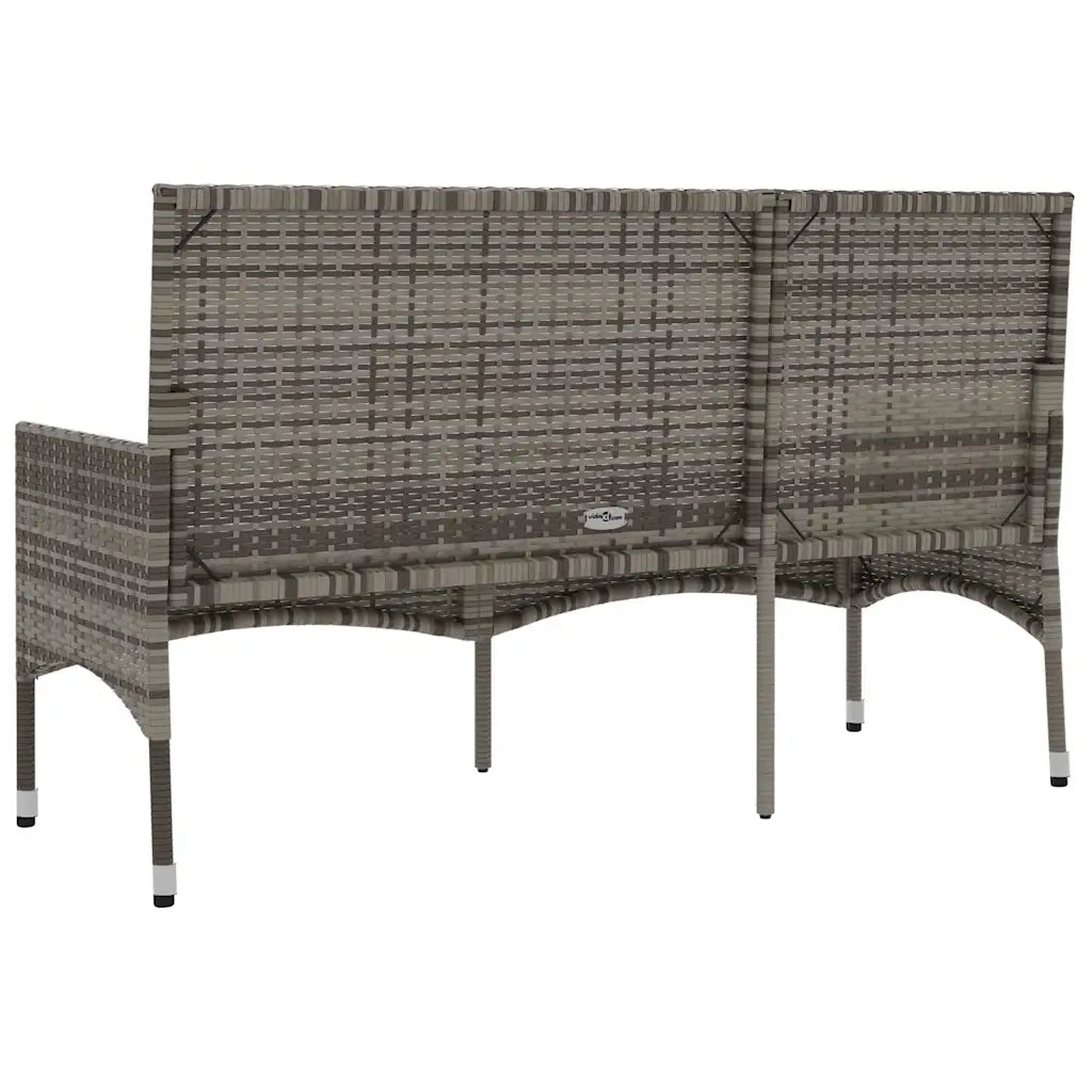 Panca da Giardino-Panca da esterno a 3 Posti con Cuscini in Polyrattan Grigio