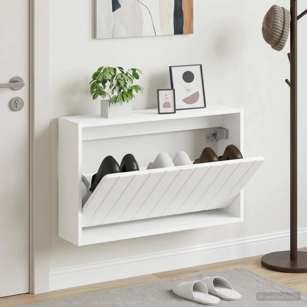 Mobiletto per Scarpe da Muro ZWOLLE 71 x 17 x 43 cm Bianco 896405