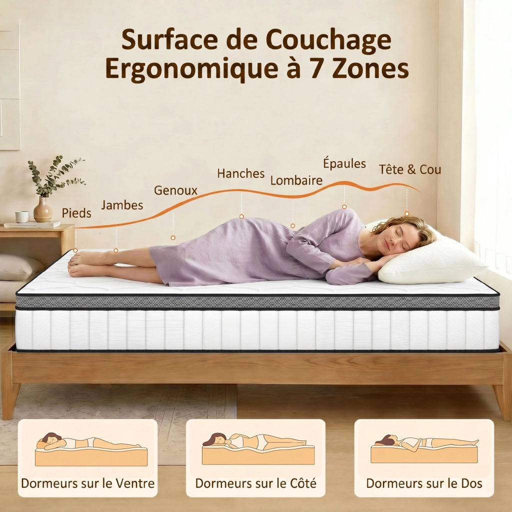 Materasso a molle ensacchate 7 zone con memory foam e gel rinfrescante ¨C Xylo ¨C 90x190 cm 20 cm