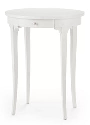 Tavolino ovale bianco fumo classico laccato bianco 57x47x71