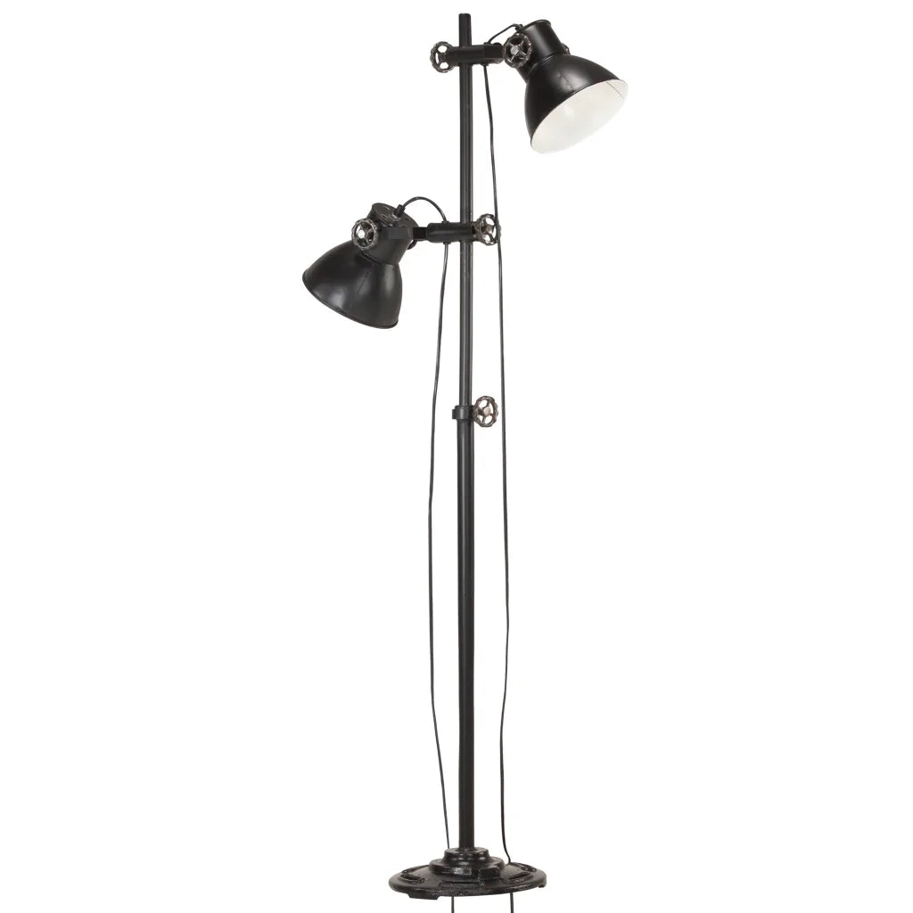 Lampada da Pavimento con 2 Paralumi Nera E27 in Ghisa CFW5670979