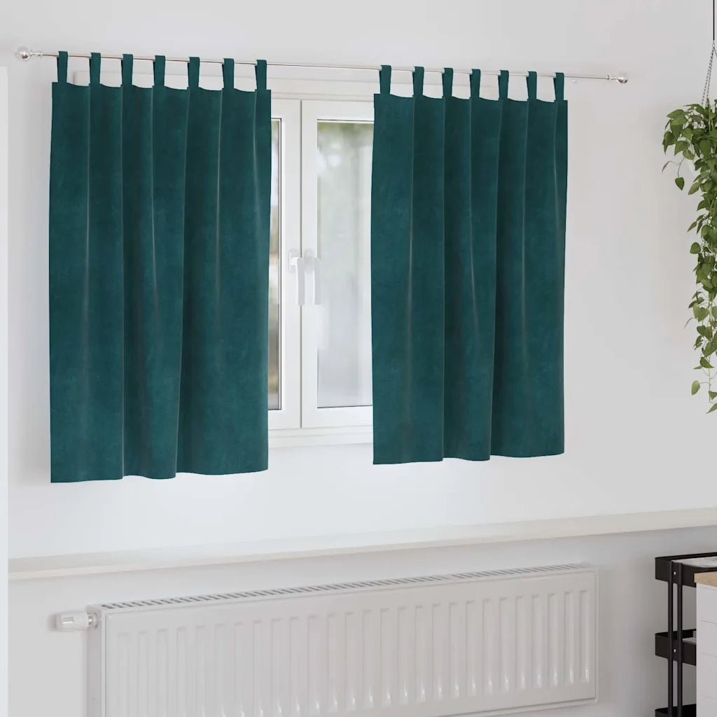 Tende oscuranti 2 pcs Verde Scuro 140 x 140 cm Velluto 4107218