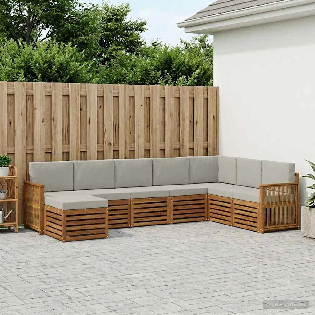 Set di divani da esterno 6 pz Naturale e Grigio Chiaro 3384717