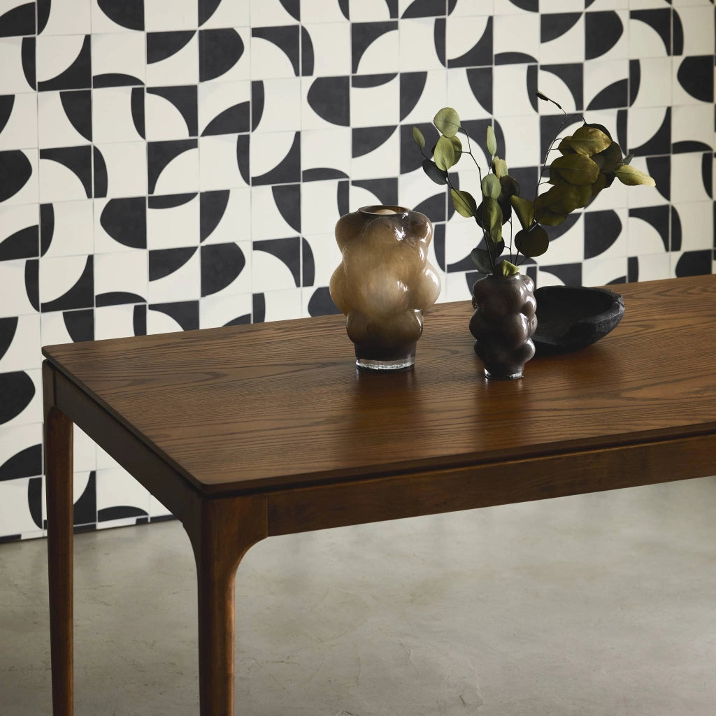 Tavola da pranzo rettangolare in legno di hevea di 8 posti, marrone