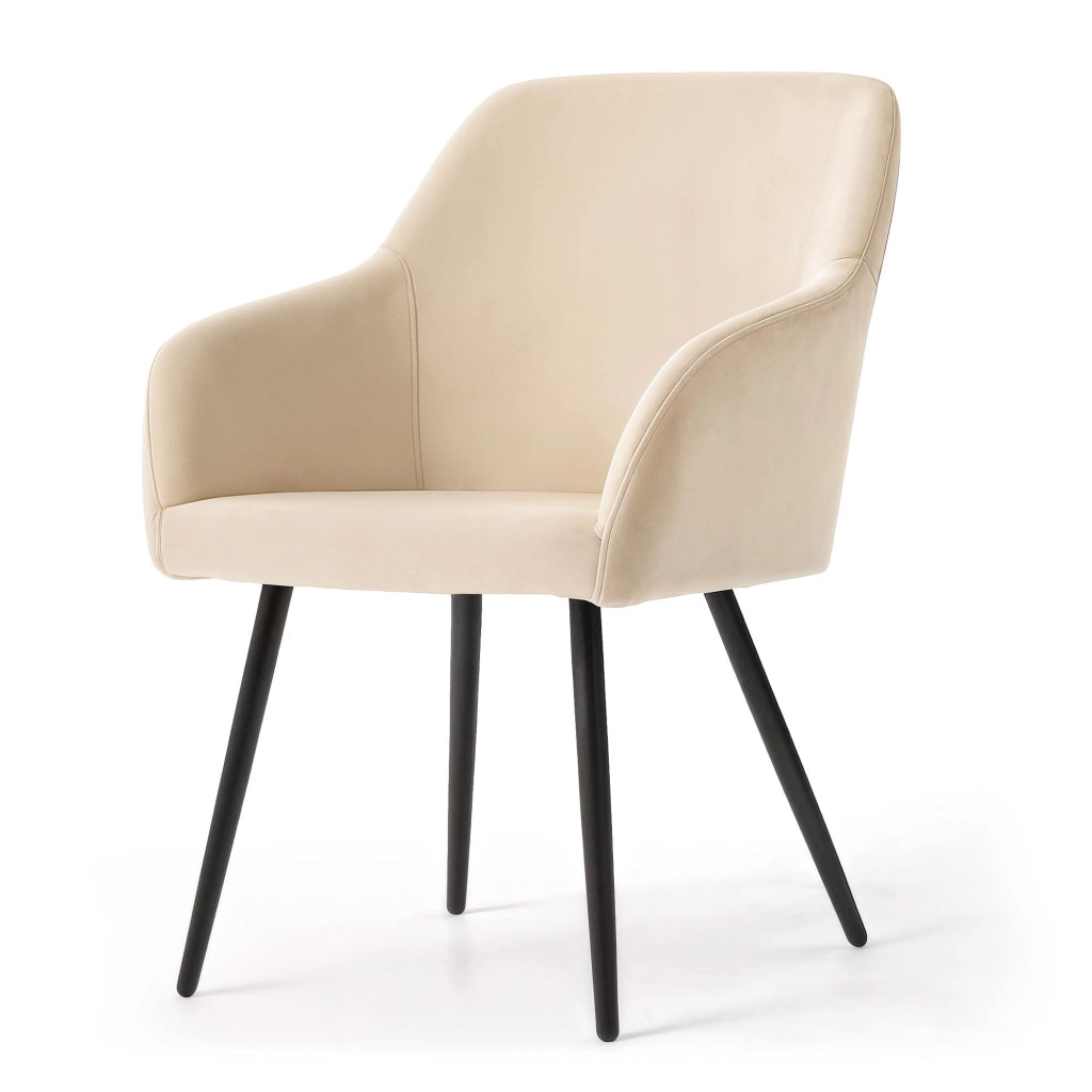 Set di 4 Sedie in velluto liscio ESTELLE Beige gambe nere