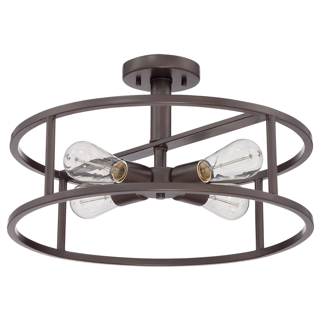 Lampada a Soffitto Industrial Nordico New Harbor Acciaio Bronzo Western 4 Luci E27
