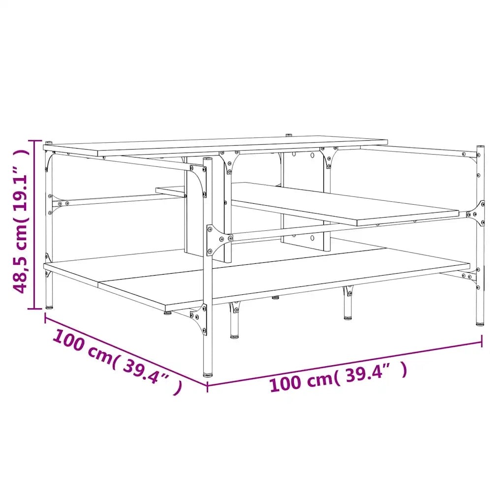 Tavolino da Salotto Nero 100x100x48,5 cm in Legno Multistrato 842311