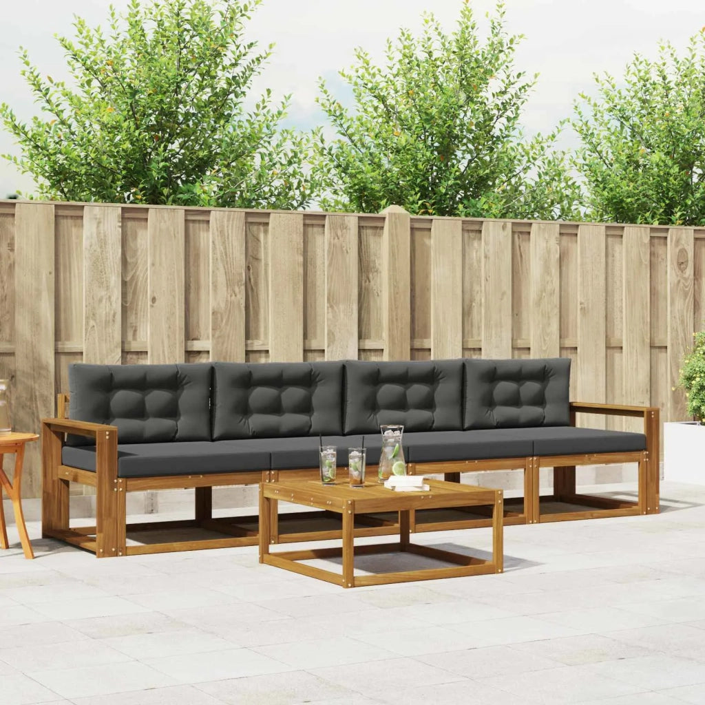 Set di divani da esterno con cuscino 5 pcs Naturale e Antracite