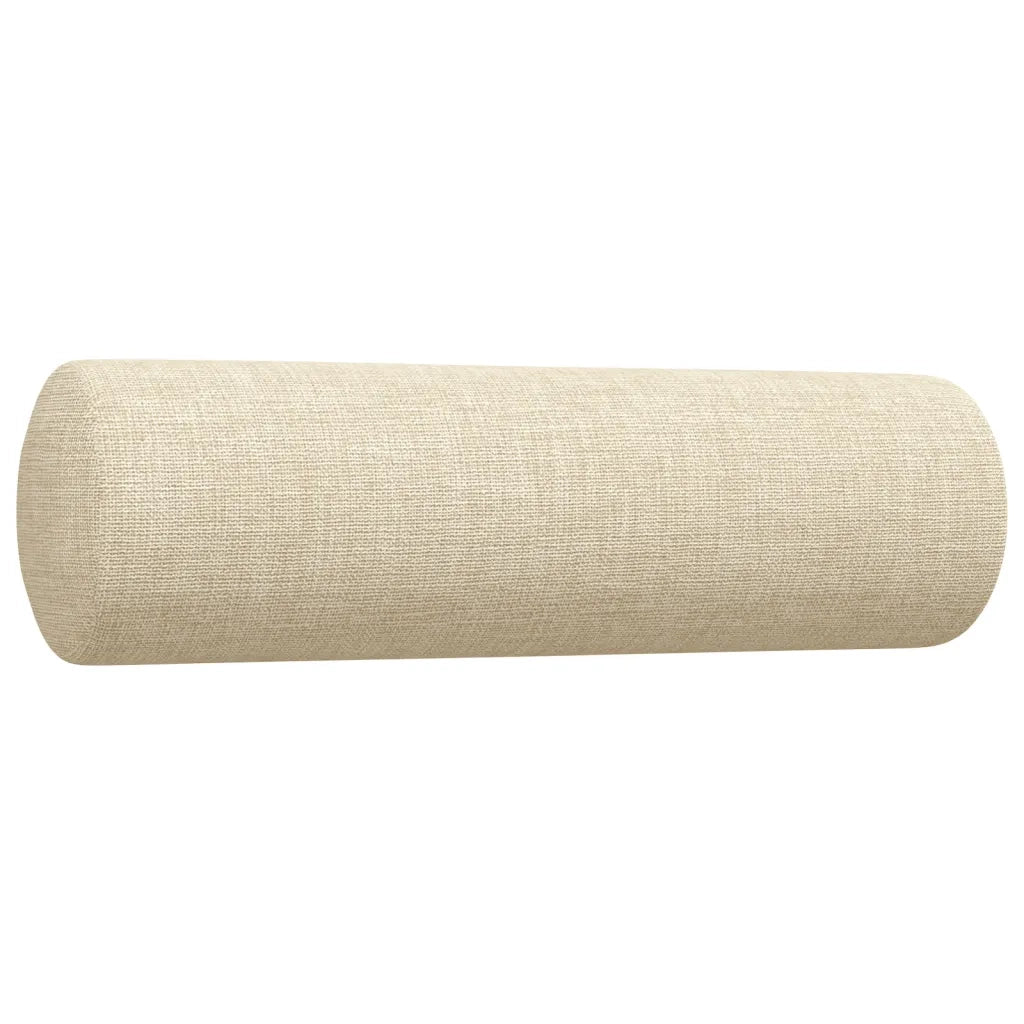 Set Divani 4 pz con Poggiapiedi e Cuscini Crema Tessuto