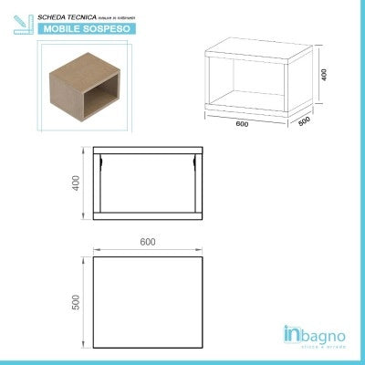 Mensolone bagno 60 cm rovere miele con vano a giorno per lavabo da appoggio Master