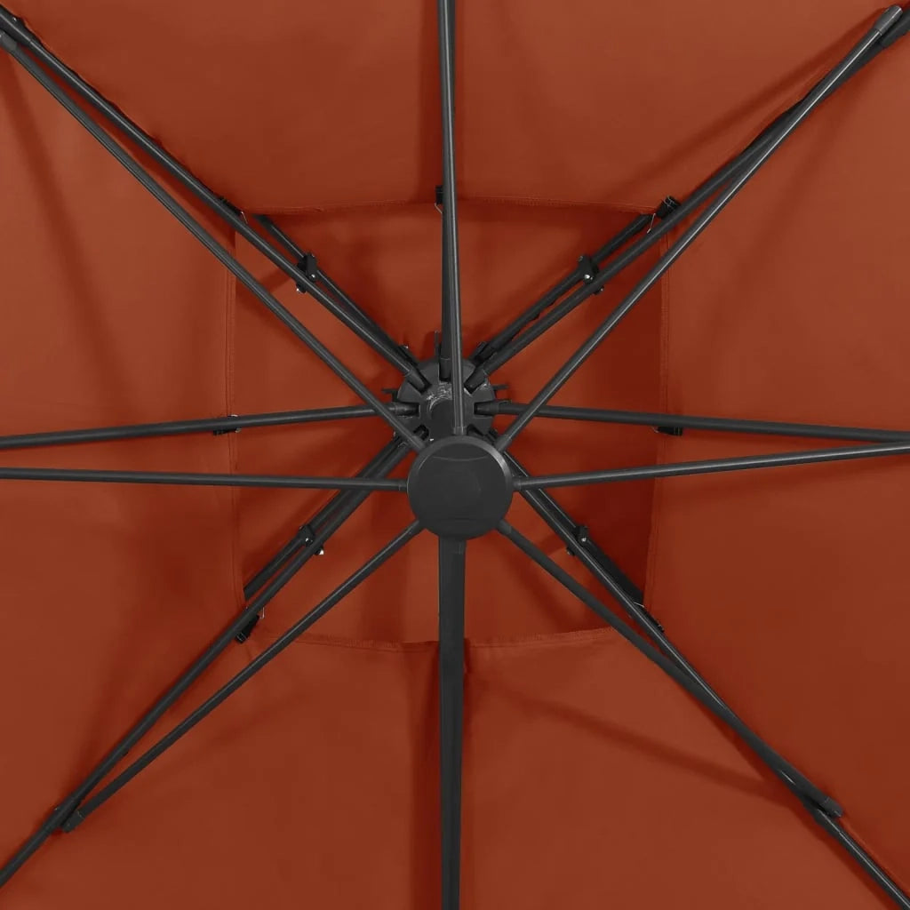 Ombrellone a braccio con doppio tetto 300 x 300 cm arancione 02_0008562