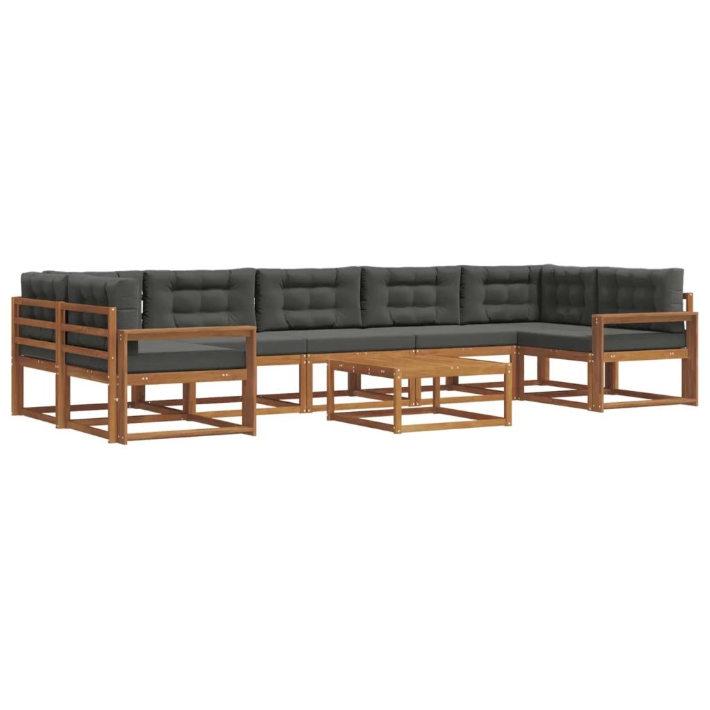 Set di divani da esterno con cuscino 8 pcs Naturale e Antracite