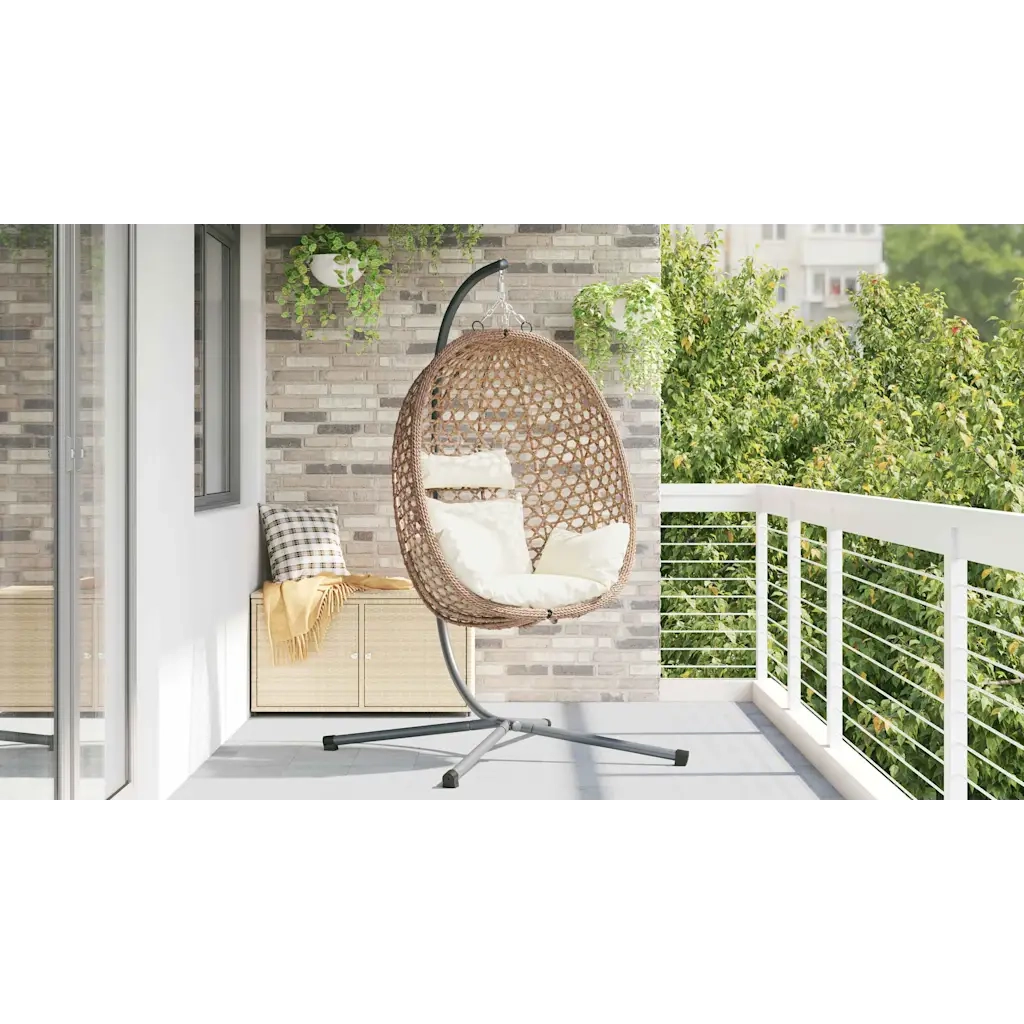 Sedia uovo sospesa Crema Chiara 104 x 100 x 191 cm polyrattan CFW3292029